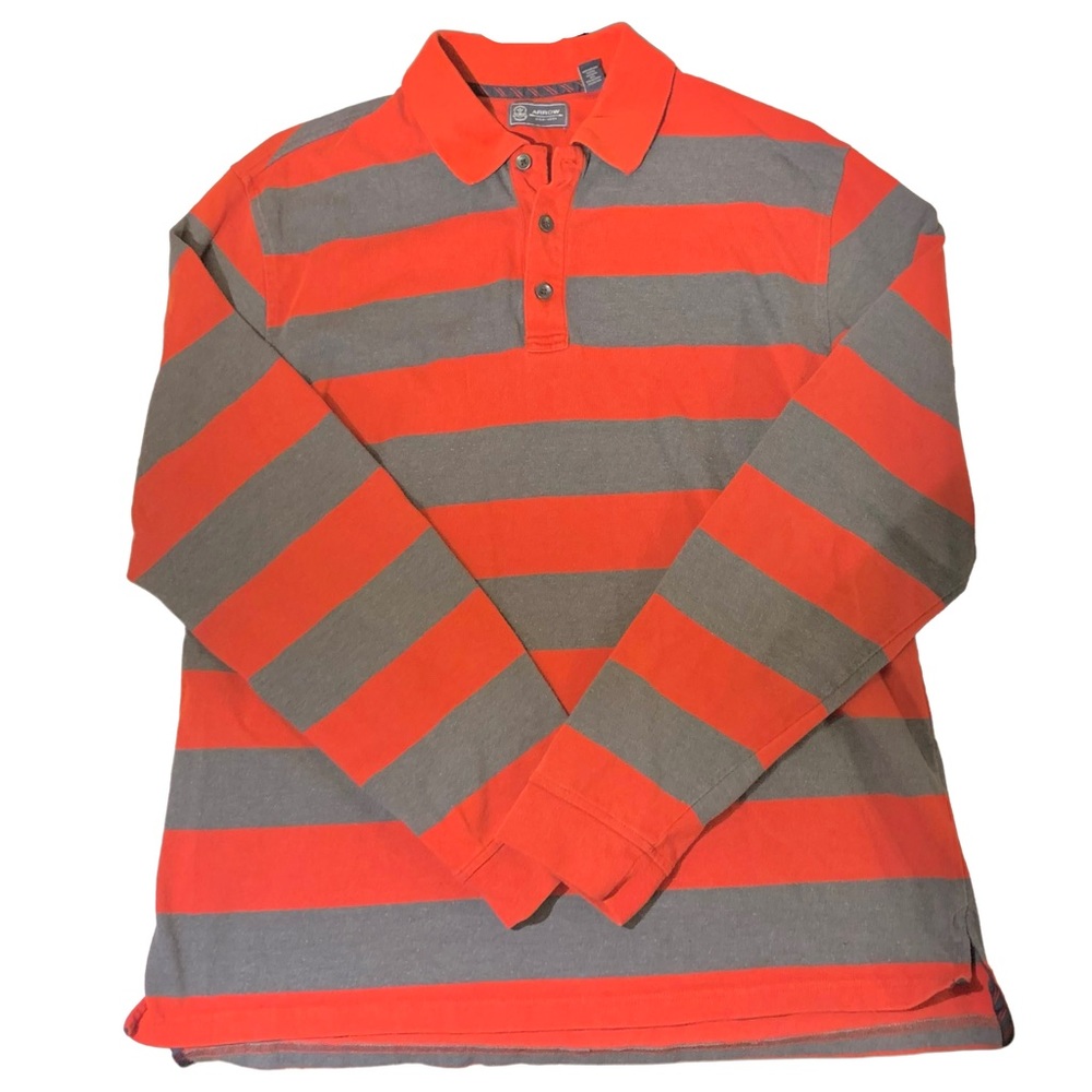Arrow USA 1851 Red & Gray Striped Long Sleeve Shirt - Size: LT/GL